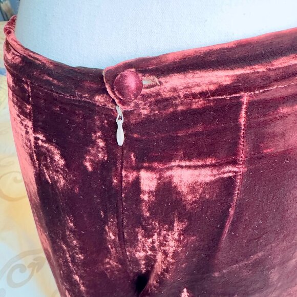 Vintage Handmade Burgundy Wine Velvet Pants - Picture 5 of 10